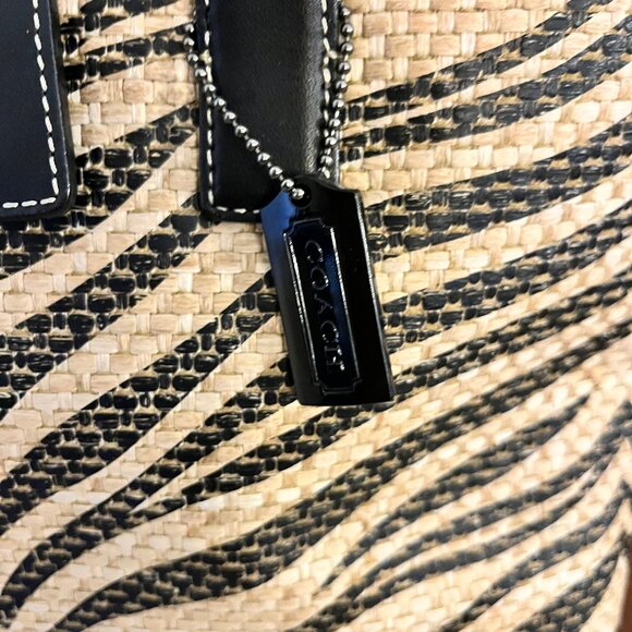 Coach Straw Zebra Striped Tote - Picture 5 of 14